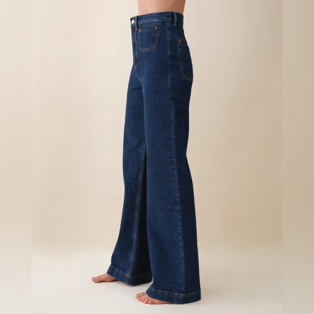 NWT Jeanerica Roma High Waisted Wide Leg Two Weeks Blue Jeans 24 Tuckernuck